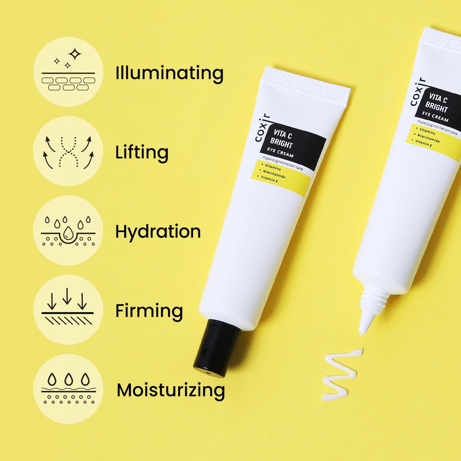 COXIR Vita C Eye Cream 30ml(1.01 fl.oz.) Niacinamide eye cream for intensive eye care with vitamins