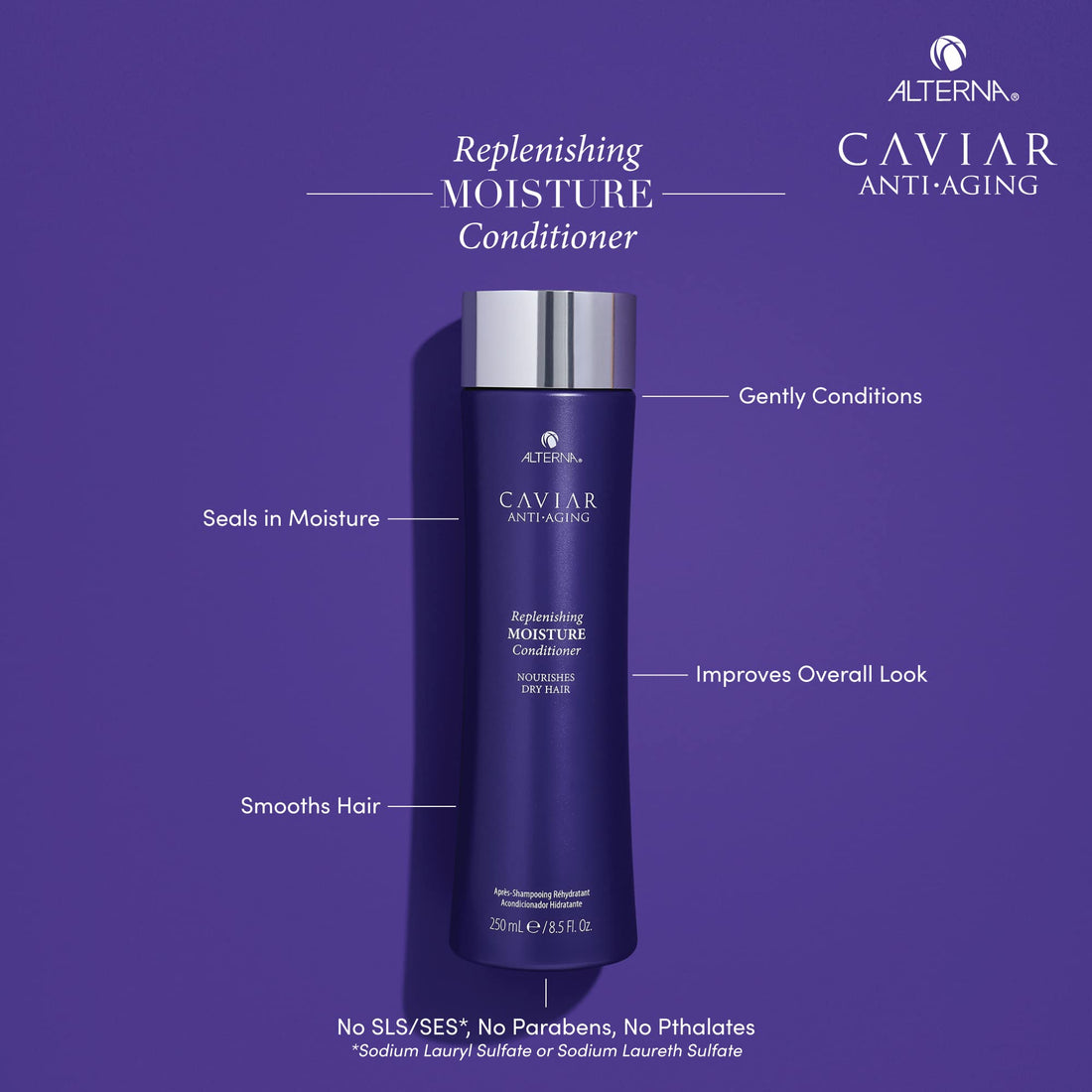 Alterna Haircare CAVIAR Anti-Aging Replenishing Moisture Shampoo and Conditioner Standard Set, 8.5oz each | Protects, Restores and Hydrates | Sulfate Free