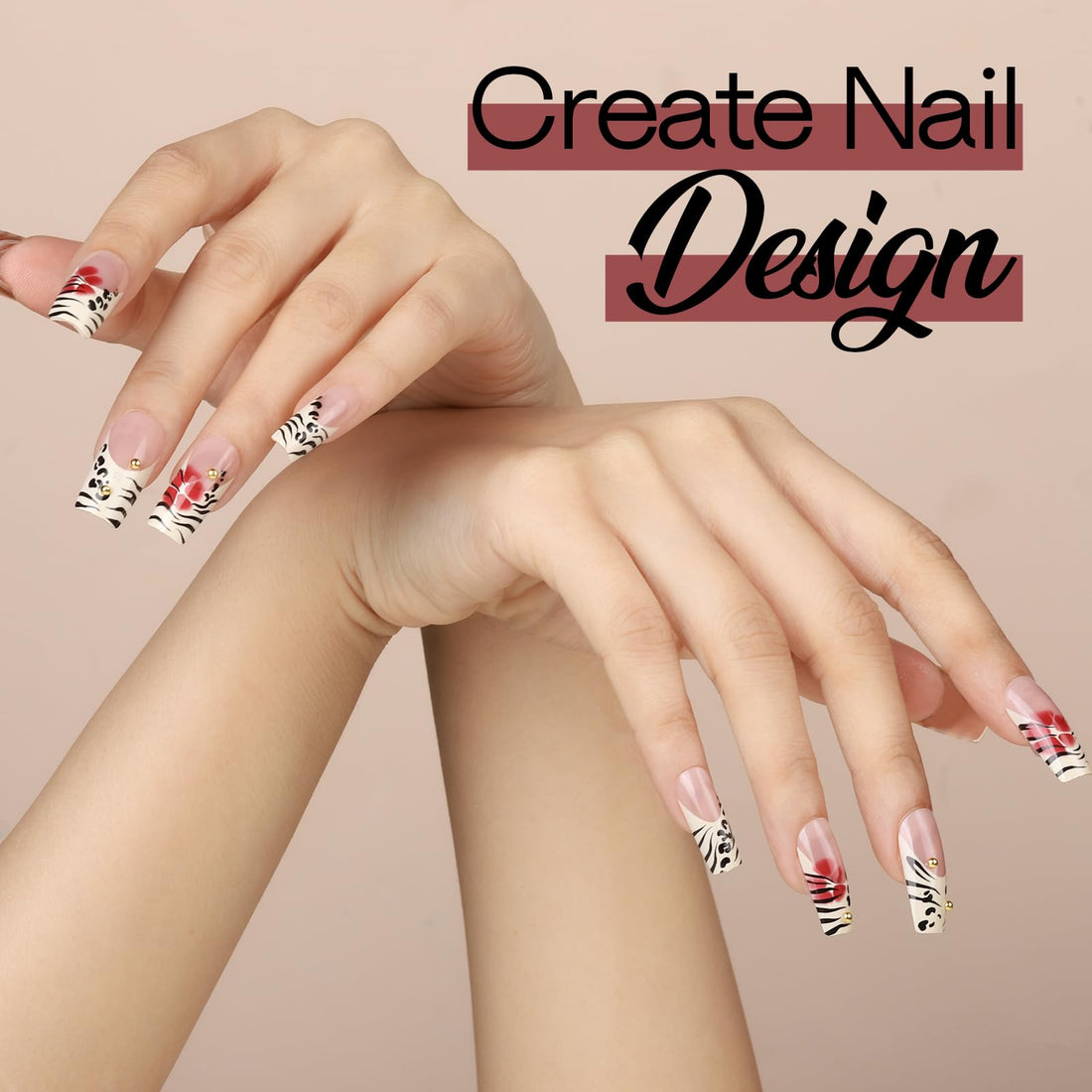 Teenitor Gel Nail Polish for Nail Art Swirl 12ml, 4 Colors of Liner Gel Polish Set, Black White Nail Polish for French Tip, Glitter Gold Silver Nail Art Polish with Thin Brush