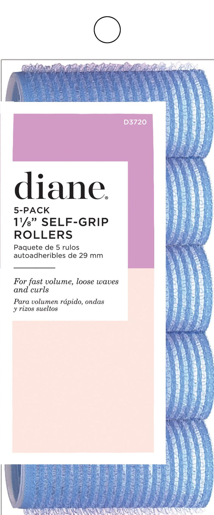 Blue, 1 1/8 Inch : Diane Self Grip Rollers, Blue, 1 1/8 Inch, 5 Count