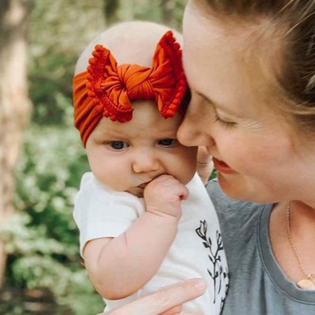 CanB Infant Toddler Bow Stretchy Knot Nylon Headband - Baby Accessories (Red)