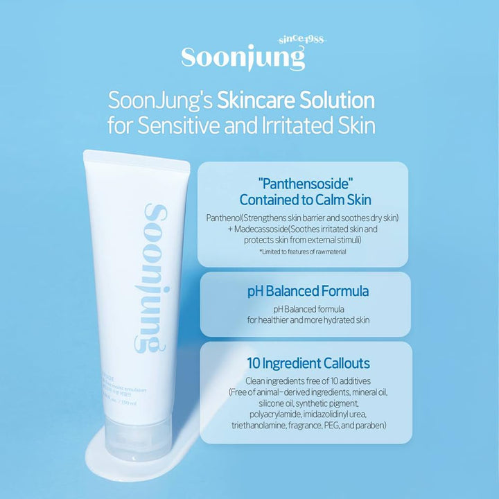ETUDE SoonJung 10 Free Moist Emulsion 4.39 fl. Oz (130ml) 23AD | Hypoallergenic Non-Irritating Hydrating Emulsion for Skin Damage Care and Relaxation | Korean Skin Care