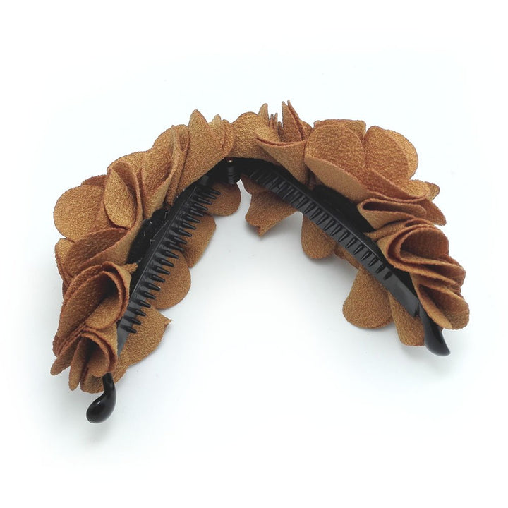 Meilliwish Flowers Rose Hair Clip Ponytail Holder(H41)(Brown)