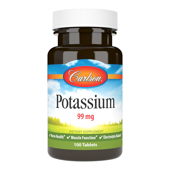 Carlson - Potassium, 99 mg, Promotes Nerve Health & Muscle Function, 100 Tablets