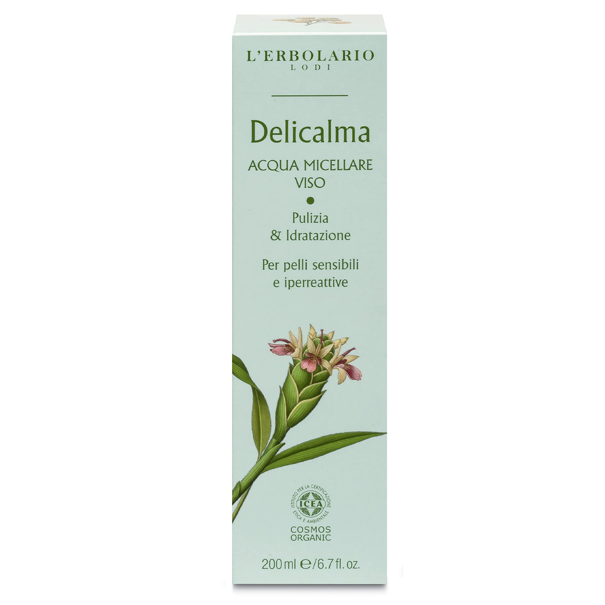 L'Erbolario Delicalma Face Micellar Water - Removes Traces Of Impurities And Make-Up - Moisturizes Sensitive Skin And Soothes Irritation - With Protective And Softening Properties - 6.7 Oz Cleanser