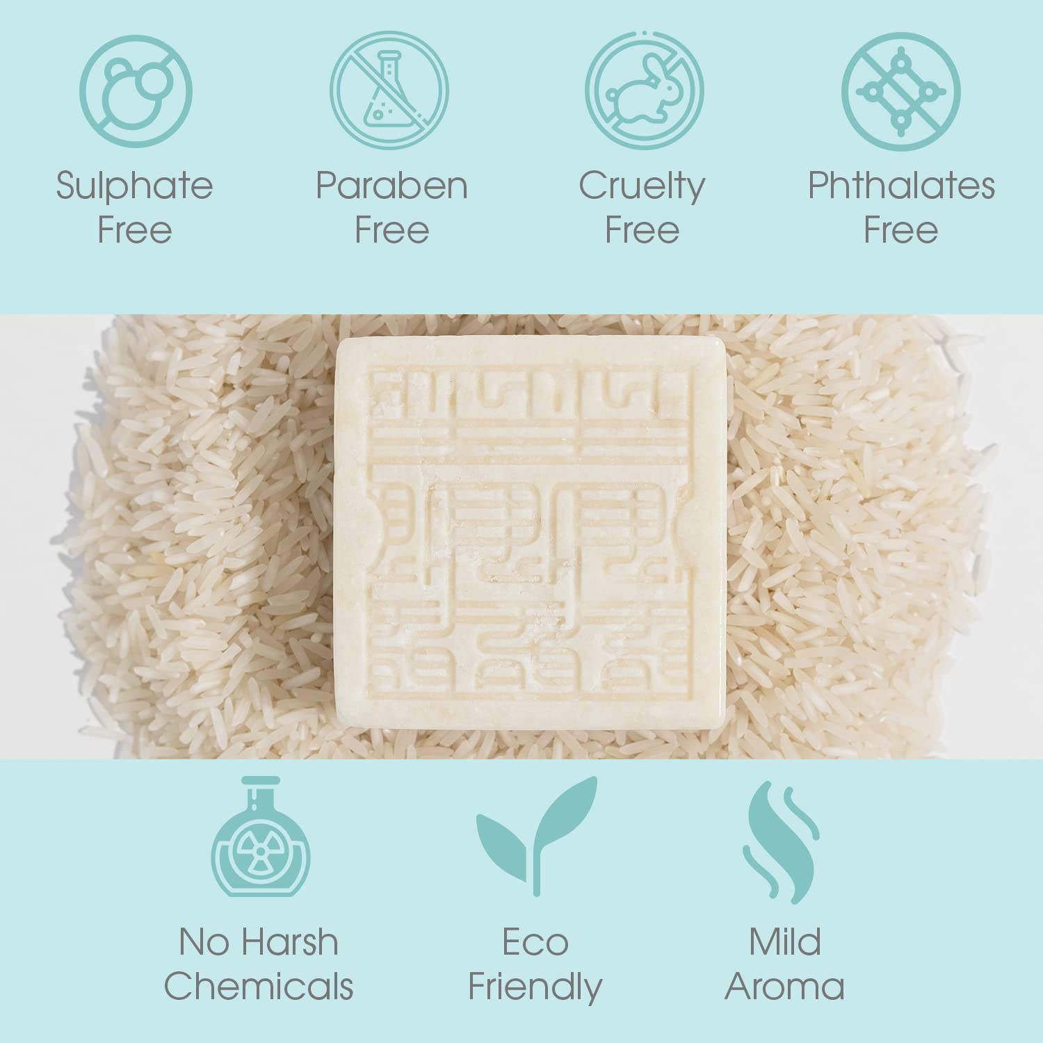 Thrivosh Rice Water for Hair Growth Shampoo Bar – 2 in 1 Shampoo and Conditioner Bar – pH Balanced Vegan Friendly Dry Shampoo Bar for All Hair Types – Anti-Loss and Repairing 100g