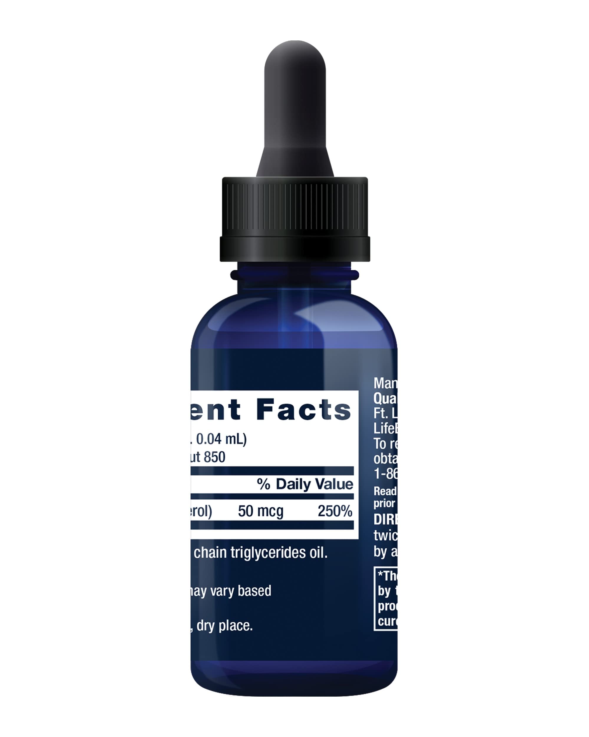 Life Extension Liquid Vitamin D3, 50 mcg (2000 IU), Immune System Support, Bone Health, Whole-Body Health, unflavored, Gluten-Free, Non-GMO, 29.57 ml