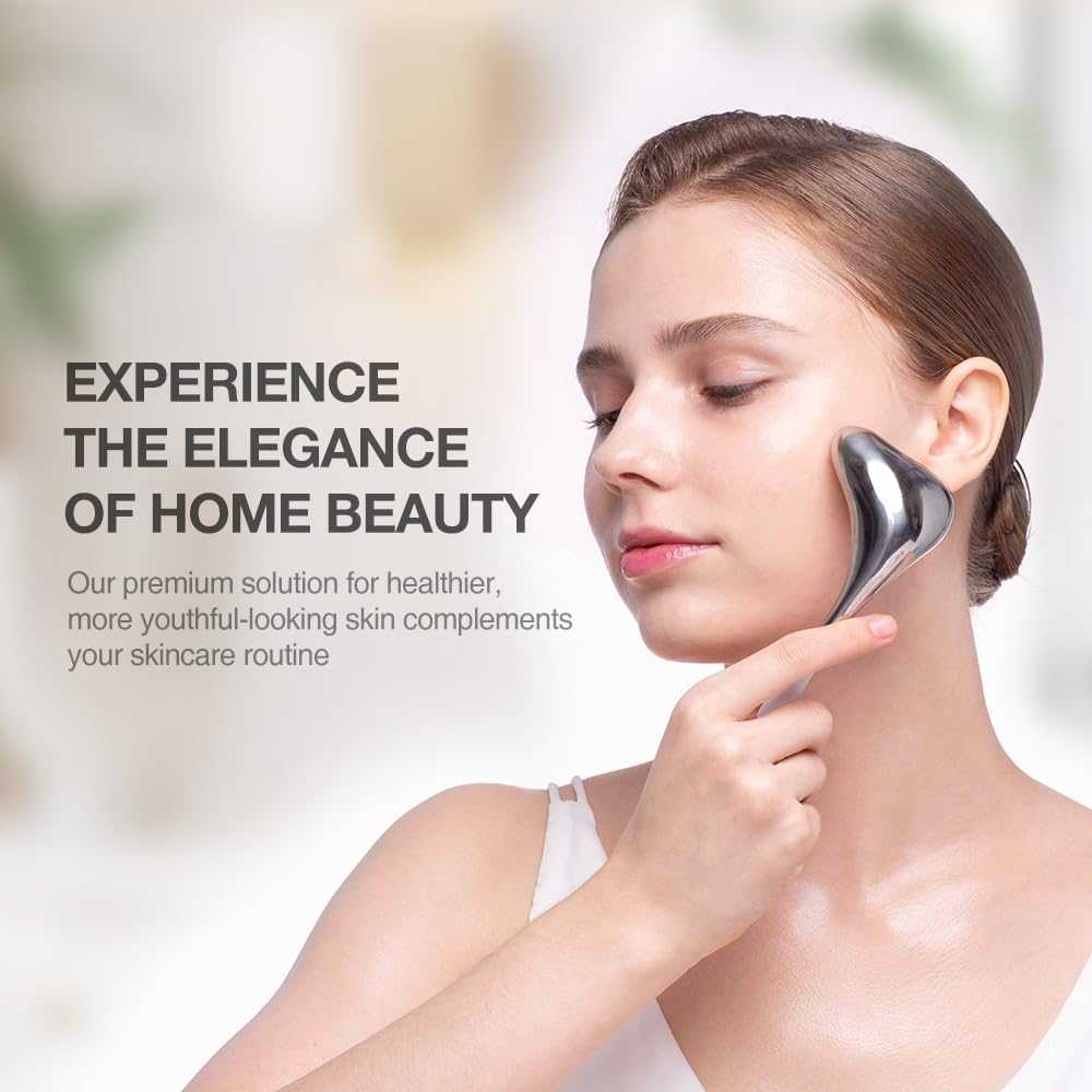 Avajar Cryostick - Korean Skin Care Products I Stainless Steel Gua Sha Facial Tools for Self Care I Double Chin Reducer I Face Massager I Face Slimmer l Facial Cooling Rollers l Puffiness & Lymphatic