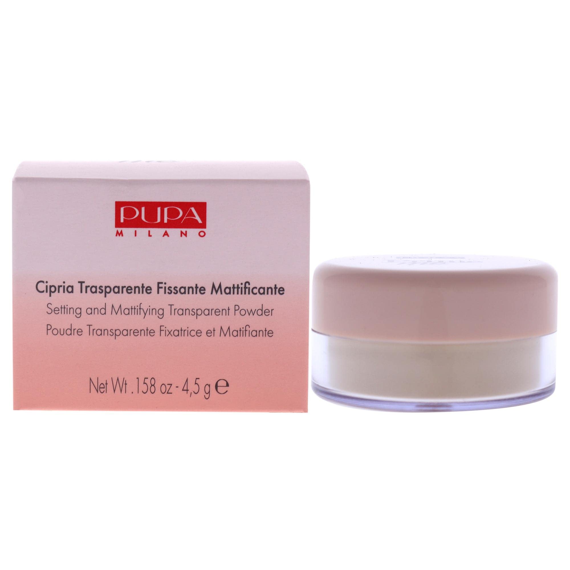 Pupa Milano Setting Powder - Setting and Mattifying Transparent Powder - For a Matt-Radiant Finish - 001 Translucent - 0.158 Oz