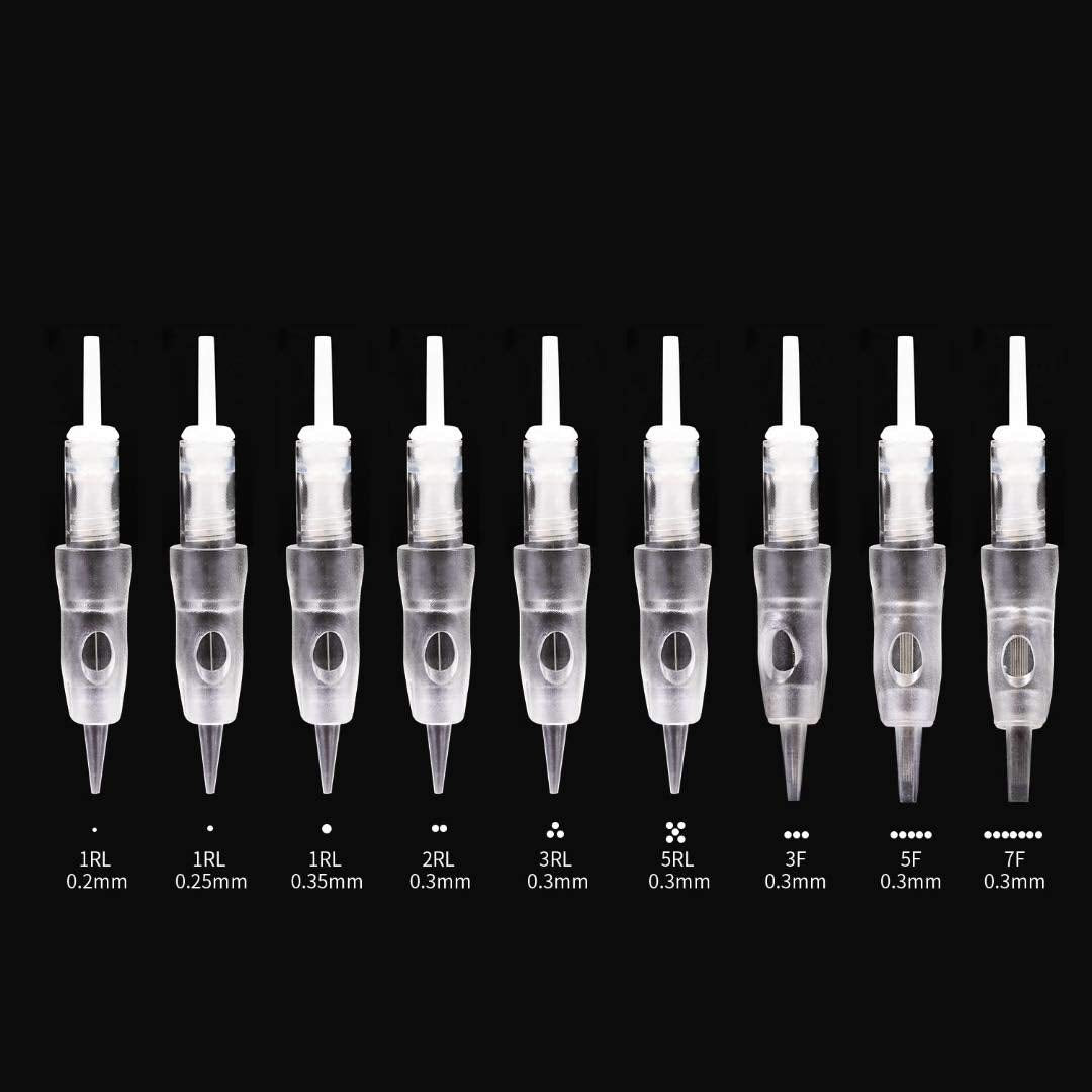 10PCS Intelli Needle Cartridge With Safety Membrane - Compatible with Intelli, i2, Lady, Arrow, & Meraki Tattoo PMU Brows Machine By Mellie Microblading (Membrane Needle Cartridge, 1RL .25mm)