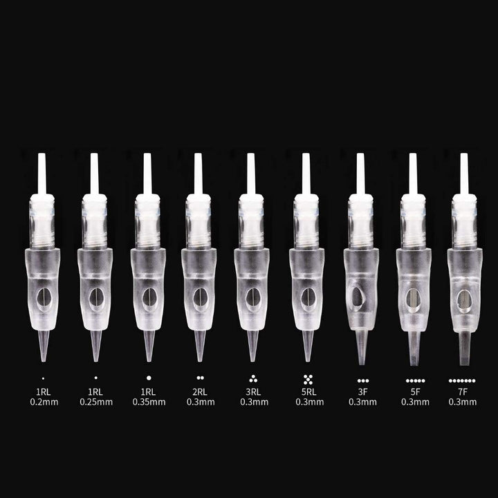 10PCS Intelli Needle Cartridge With Safety Membrane - Compatible with Intelli, i2, Lady, Arrow, & Meraki Tattoo PMU Brows Machine By Mellie Microblading (Membrane Needle Cartridge, 1RL .25mm)