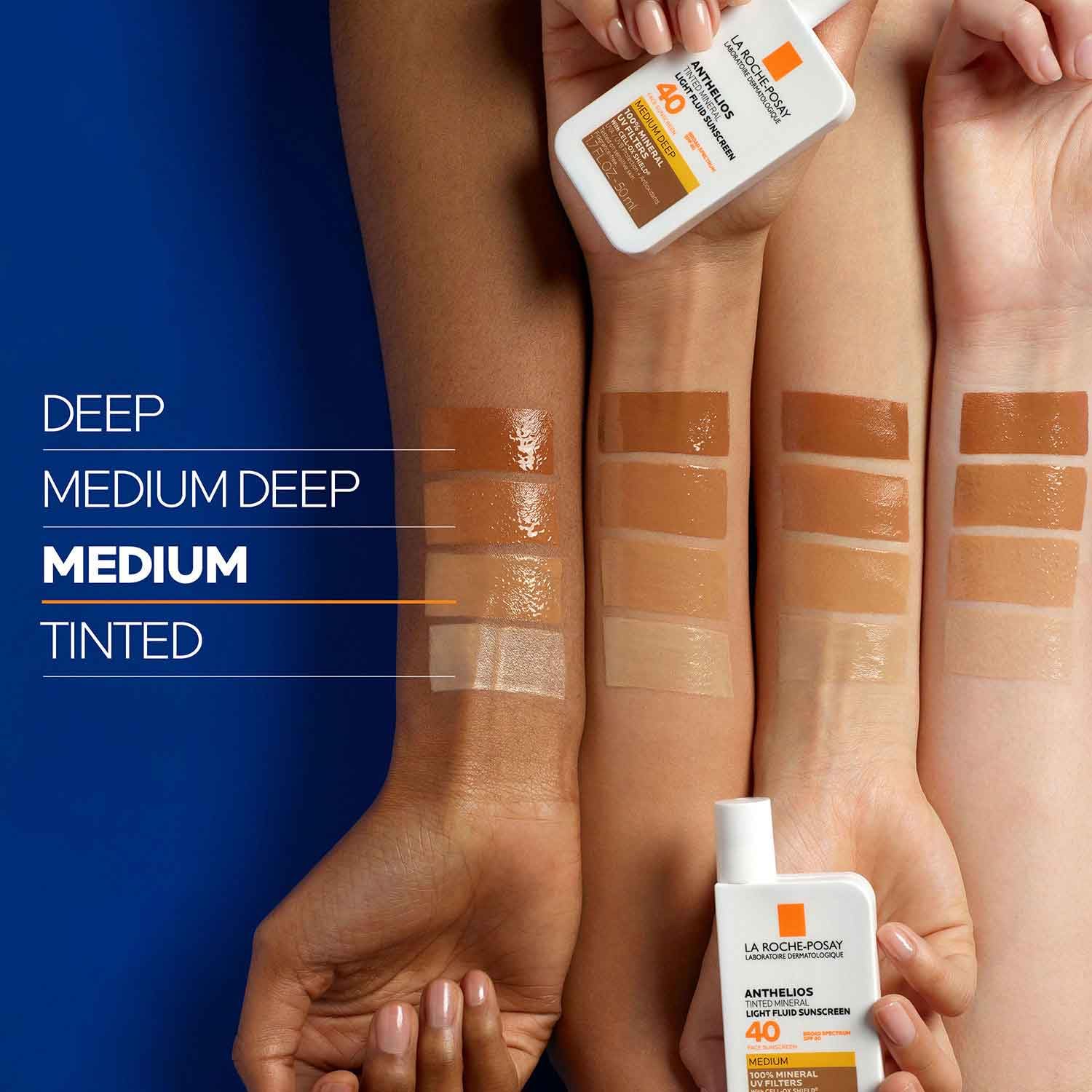 La Roche-Posay Anthelios Tinted Sunscreen SPF 40+, Broad Spectrum SPF + Antioxidants, Titanium Dioxide & Zinc Oxide Sunscreen, 4 Flexible Shades With No White Cast, Oil Free & Oxybenzone Free