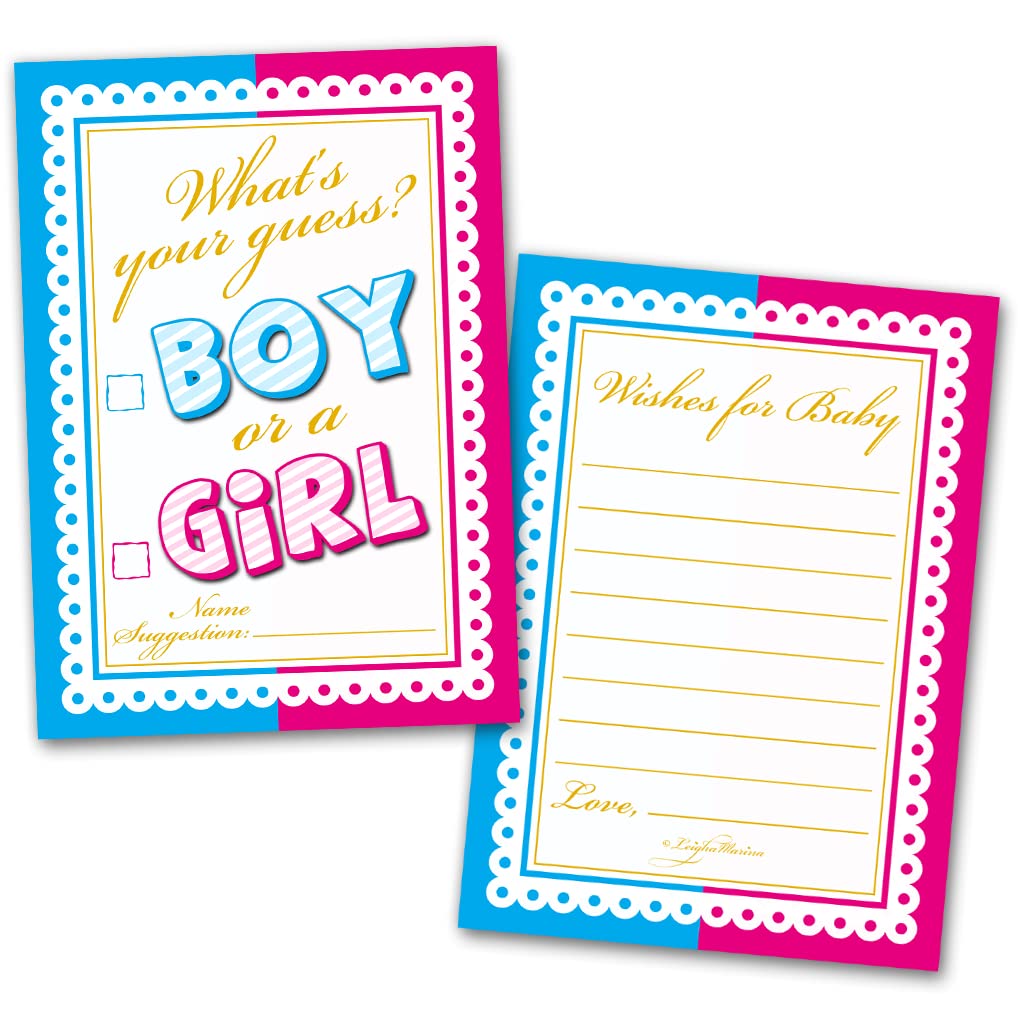 Leigha Marina Baby Shower Cards What's Your Guess Boy or a Girl and Wishes for Baby - 40 Cards