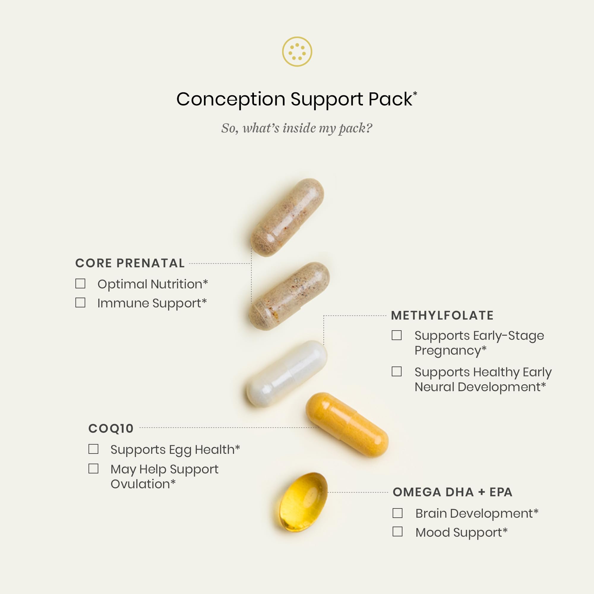 Perelel - Conception Support Pack - Prenatal DHA Omega 3 Vitamins for Women, Family Planning + Fertility Support* - Gluten, Dairy and Soy-Free + Non-GMO (30 Daily Pill Packs)