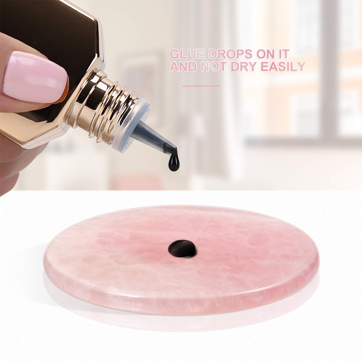 Beaupretty 1PCS grafted Eyelash Jade Stones Eyelash Extension Glue Pallet Holder Round Pallet pad (Pink)