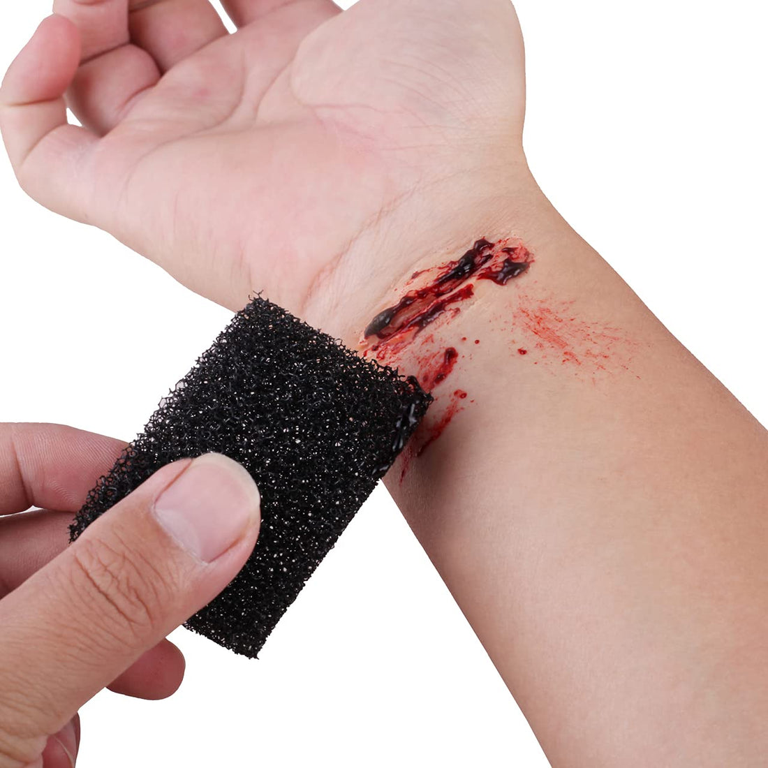 MEICOLY Quality Updated Halloween Coagulated Blood,30g/1.06 oz Fake Blood Gel with Black Stipple Sponge,for SFX Wound,Cuts,Clown,Vampire Film Cosplay Scab Makeup,