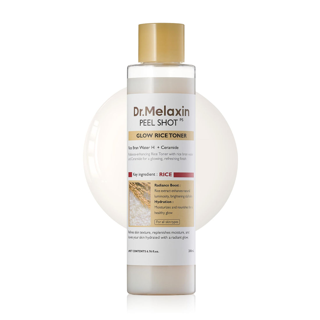dr.melaxin Peel Shot glowe Rice Toner 200ml hydrated Skin Cleansing Skin