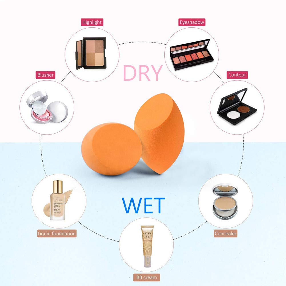 Large Rose Gold Foundation contour Round Toothbrush Dust Free Oval Makeup Brushes with Blending Sponge dustproof cover brush egg cleaner …