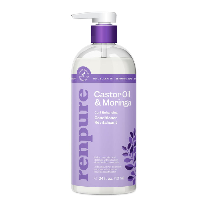 Renpure Castor Oil & Moringa Curl Enhancing Conditioner - For Moisturized, Detangled & Frizz-Free Curls - With Castor Oil & Moringa Seed Oil - For Wavy to Curly Hair -24 Fl Oz