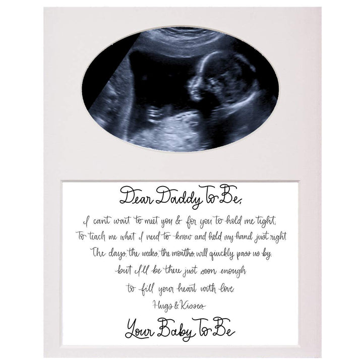 Rustic Red Door Co. Daddy To Be Sonogram Picture Mat - 8x10 Baby Ultrasound Photo Mat – Dear Daddy To Be New Parent Sonogram Mat – Newborn Baby (White Mat, Dear Daddy To Be)