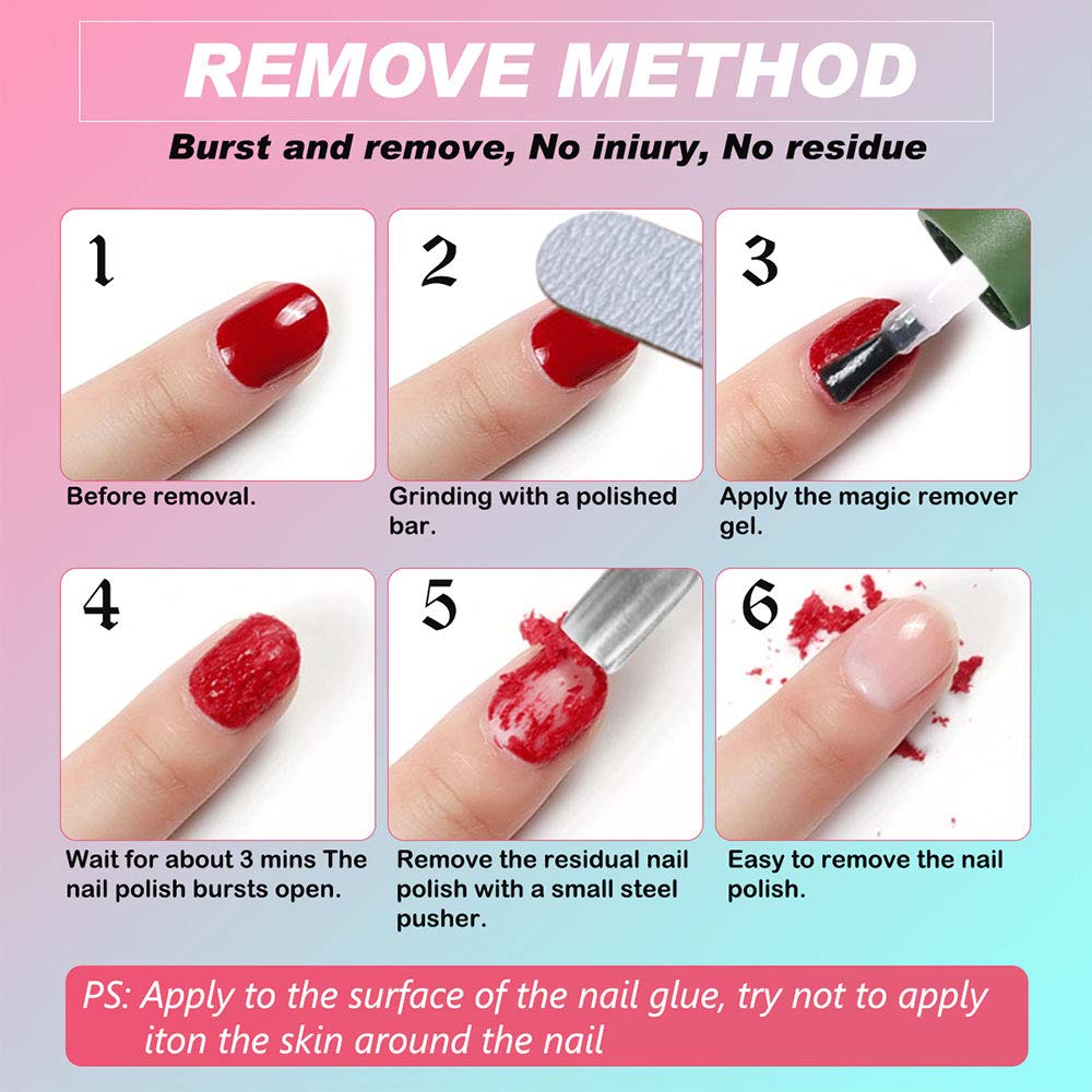 Gel Nail Polish Remover, (2PACK)Gel Remover For Nails In 2-5 Minutes - Quick & Easy, Remove Gel Polish No Need for Foil, Soaking or Wrapping 0.5fl Oz