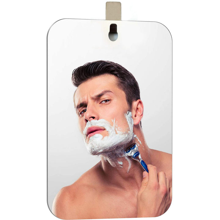 APHUIME XoYo-Large Fogless Shower Mirror (11inX7.48in), Includes 1 Adhesive Hooks, Anit-Fog Shower Mirror, Shower Makeup Shave Mirror, Frameless Shower Mirror, Wall Hanging Mirror (Large, 1 Pack)