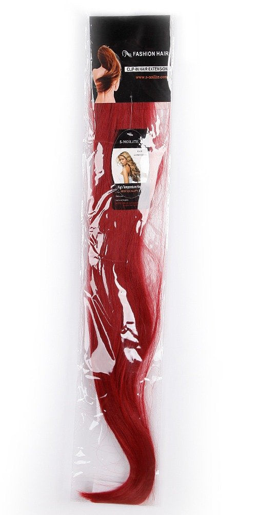 S-noilite Trendy 24/26 Straight Curly 3/4 Full Head One Piece 5clips Clip in Hair Extensions Long Poplar Style for Xmas Gifts 22colors(26-straight,dark Red)
