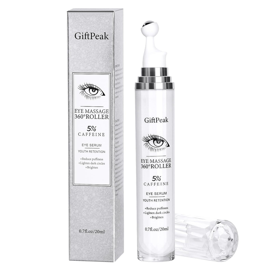 Caffeine Eye Serum for Dark Circles,Eye Serum Roller Eye Skin Care for Puffy Eye Bags Fine Lines Dark Circles Wrinkles Under Eye Cream For Women & Men 0.5 fl. oz