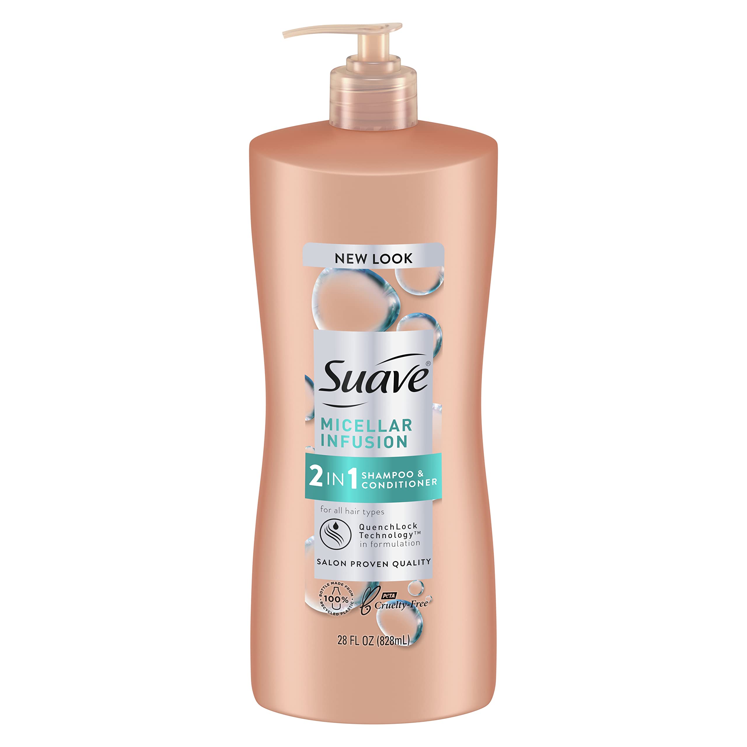Suave 2 in 1 Shampoo and Conditioner, Cleanse and Condition Micellar Infusion Shampoo and Conditioner 2 in 1 For All Hair Types 28 oz