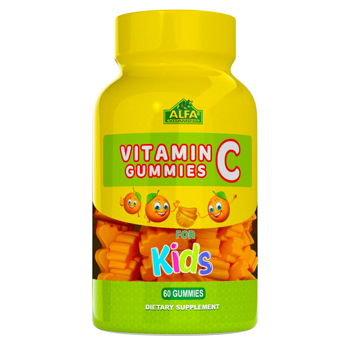 ALFA VITAMINS Vitamin C Gummies for Kids with 250mg, immune system support, daily antioxidant for kids, natural orange flavor - 100 Gummies