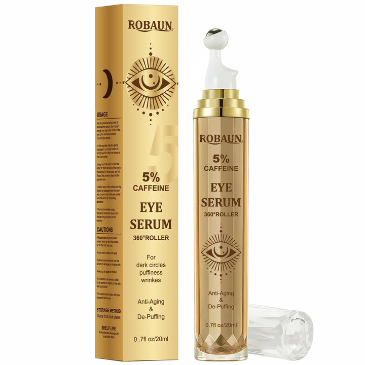 Caffeine Eye Cream, 5% Caffeine Eye Cream, Dark Circles Under Eye Treatment, Eye Cream For Dark Circles, Daily 1% Retinol Caffeine Eye Serum for Puffy Eyes, Suitable for Men and Women's.