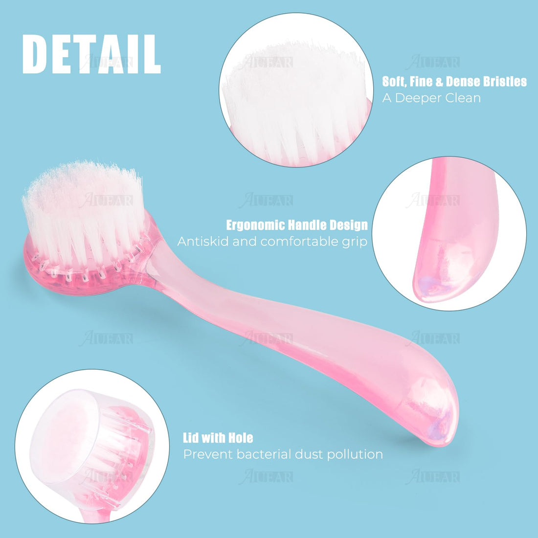 AUEAR, 4 Pack Face Brush for Cleansing and Exfoliating Facial Cleaning Brush with Cap for Women and Girls Wash Makeup Massaging