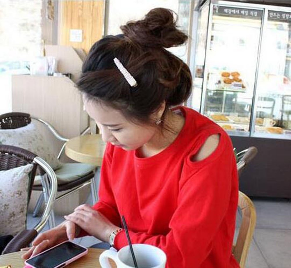 Suoirblss 4PCS Rhinestone Crystal Hair Clip Pearl Barrette Hair Accessories Duck Bill Alligator Hair Clips for Girls Women Lady