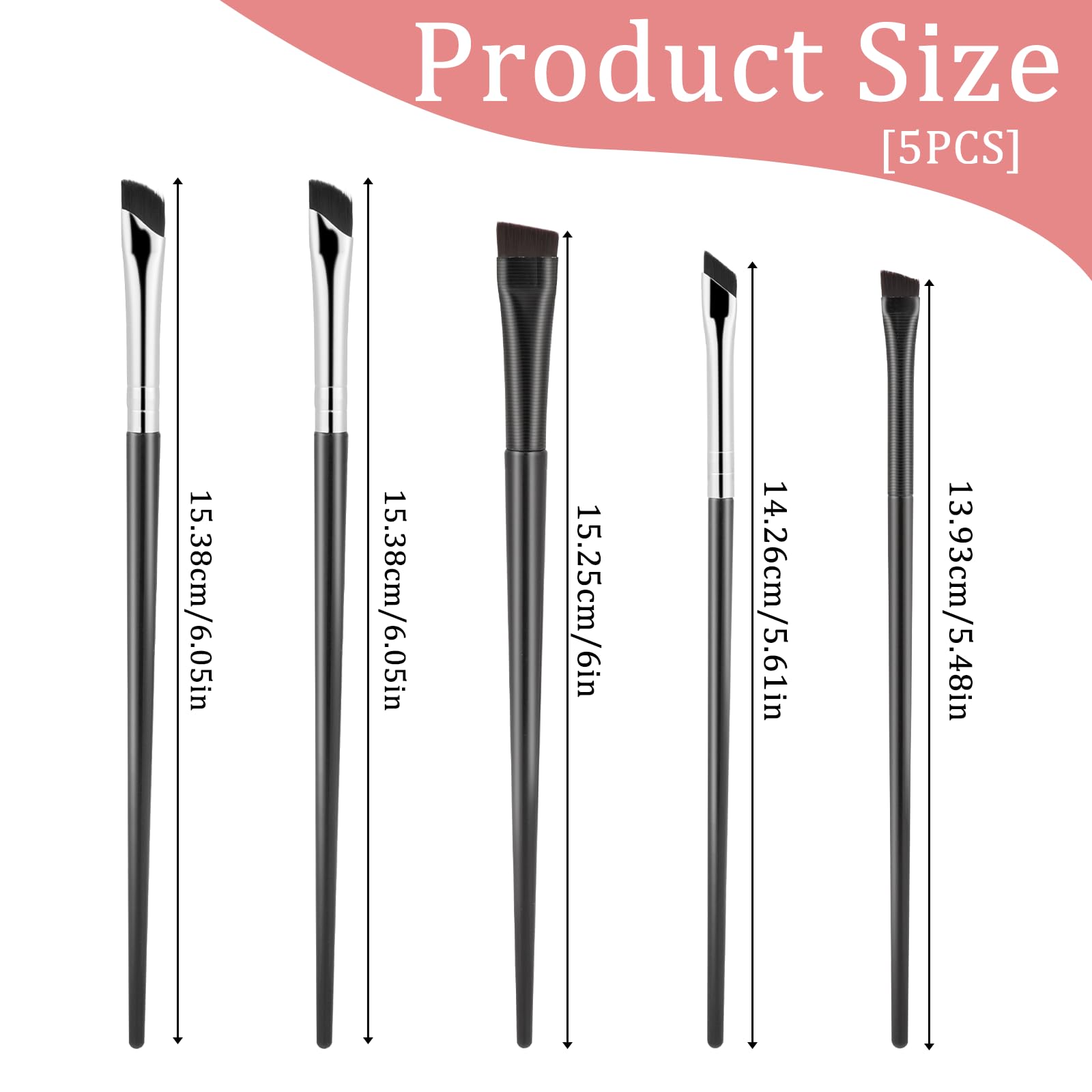 5Pcs Eyeliner Brushes, Fine Angled Eye Liner Ultra thin Precision Makeup Brushes Set, Slanted Flat Angle Eyeliner Brushes for Precision Liner