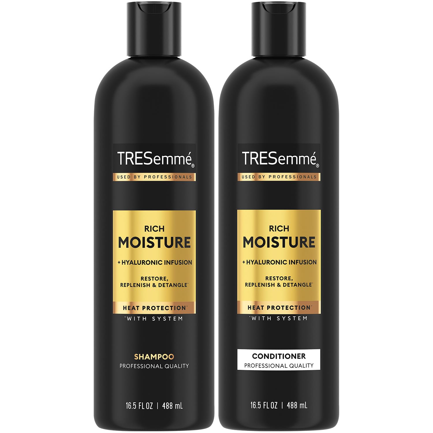 TRESemmé Shampoo and Conditioner Set, Rich Moisture with Hyaluronic Acid – Vitamin-Enriched Hair Products for Dry Hair, Curly, All Hair Types, 16.5 Oz Ea