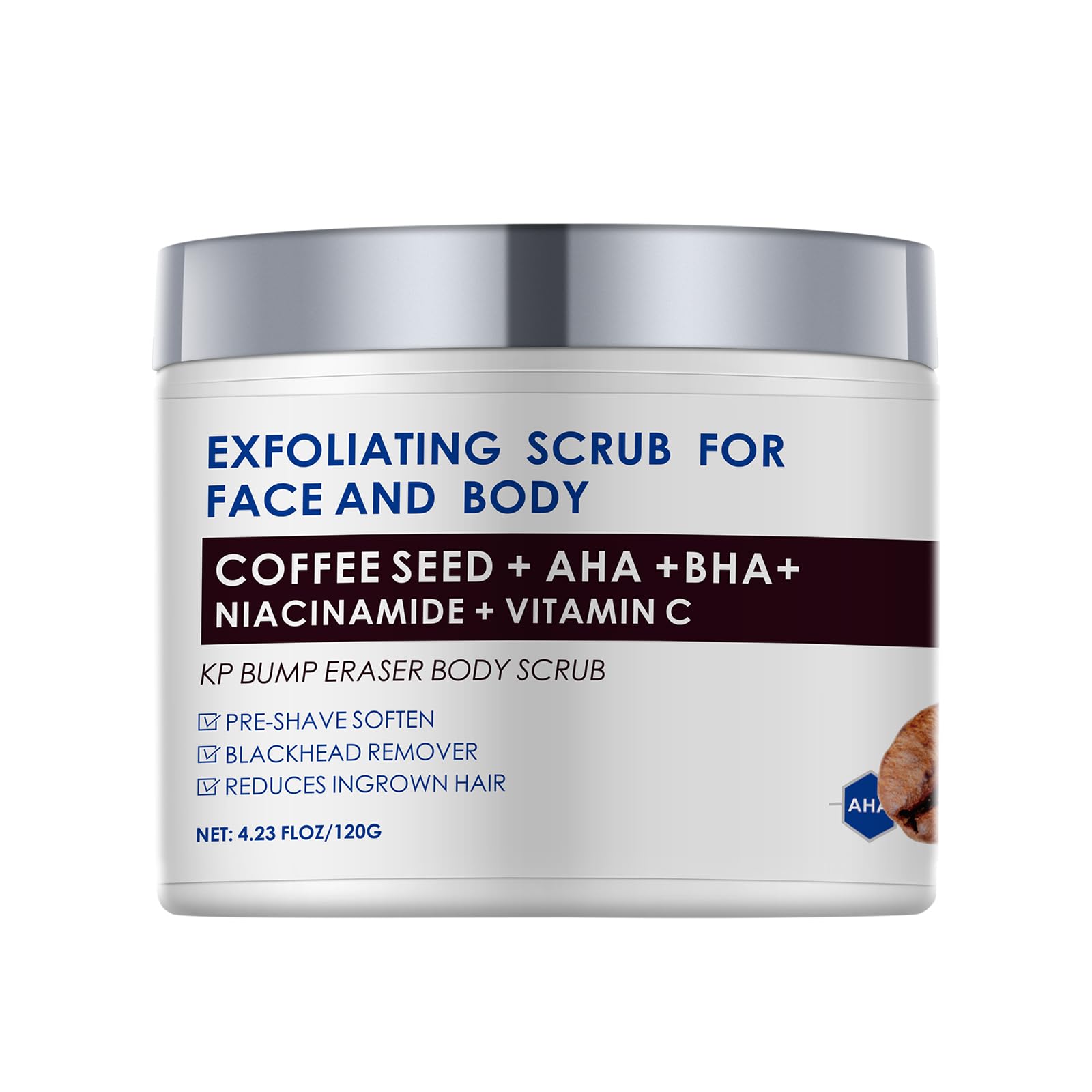 KP Bump Eraser Body Scrub with 10% AHA BHA Ingrown Hair Keratosis Pilaris Razor Bump Treatment Exfoliating Body Scrub Exfoliator Exfoliant Face Scrubs for Strawberry Leg Pre-shaven Blackhead 4.23OZ