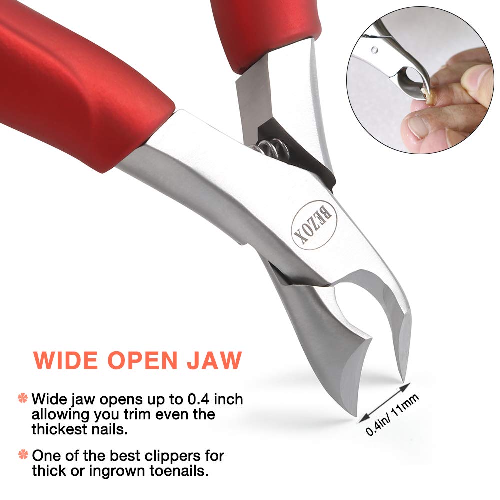 BEZOX Toenail Clippers for Thick or Ingrown Nails / Cuticle Nippers - Heavy Duty Medical Grade Stainless Steel Nail Trimmer - Olecranon Short
