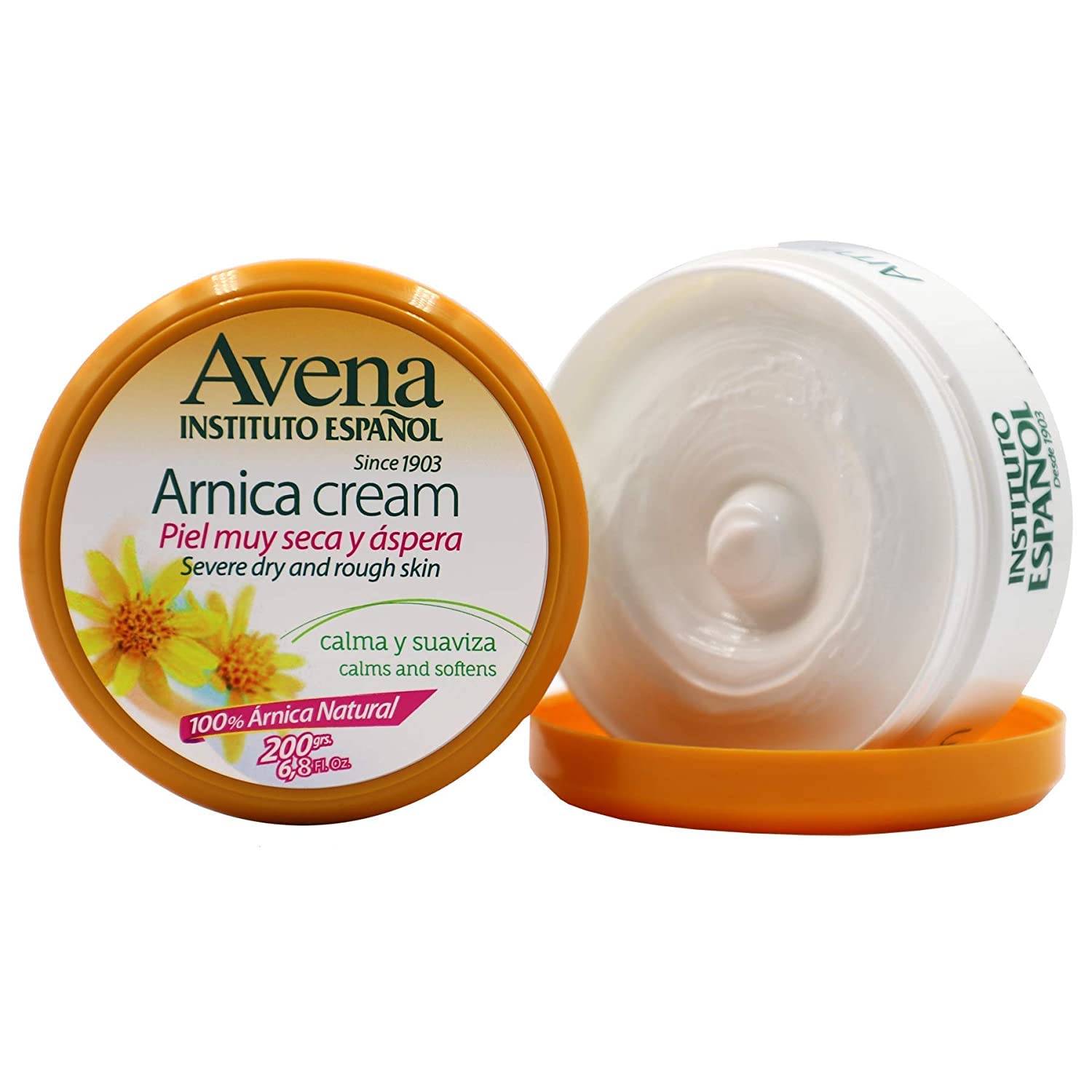 Avena Instituto Espanol Arnica Cream Softening Cream Helps Calm Severe Dry and Rough Skin with Natural Arnica 2pack Of 6.7 Ounce Cream Jars, 2 Count