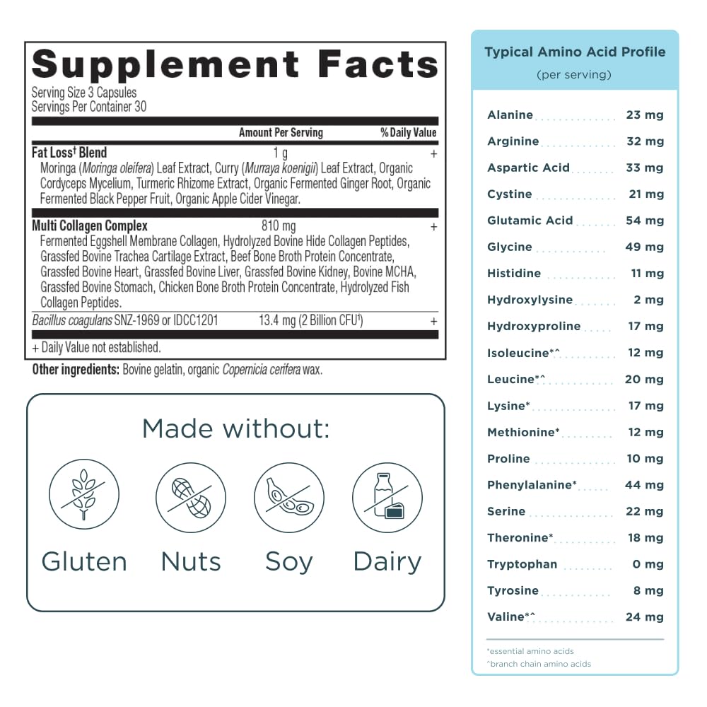 Ancient Nutrition Advanced Collagen Protein Lean with Probiotics, Hydrolyzed Collagen Peptides Supports Healthy Weight Loss* and Fat Loss*, 90 Count