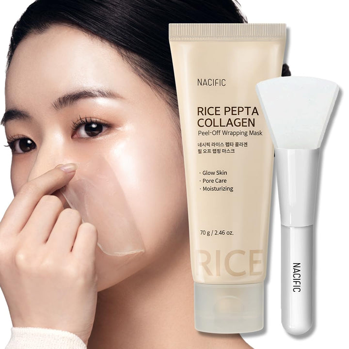 NACIFIC Rice Pepta Collagen Peel-Off Wrapping Mask 2.46oz. 70g Korean Skin Care Face Mask Hydrating Overnight Elasticity Firming Pore Minimizing Glow Glass Skin for All skin types