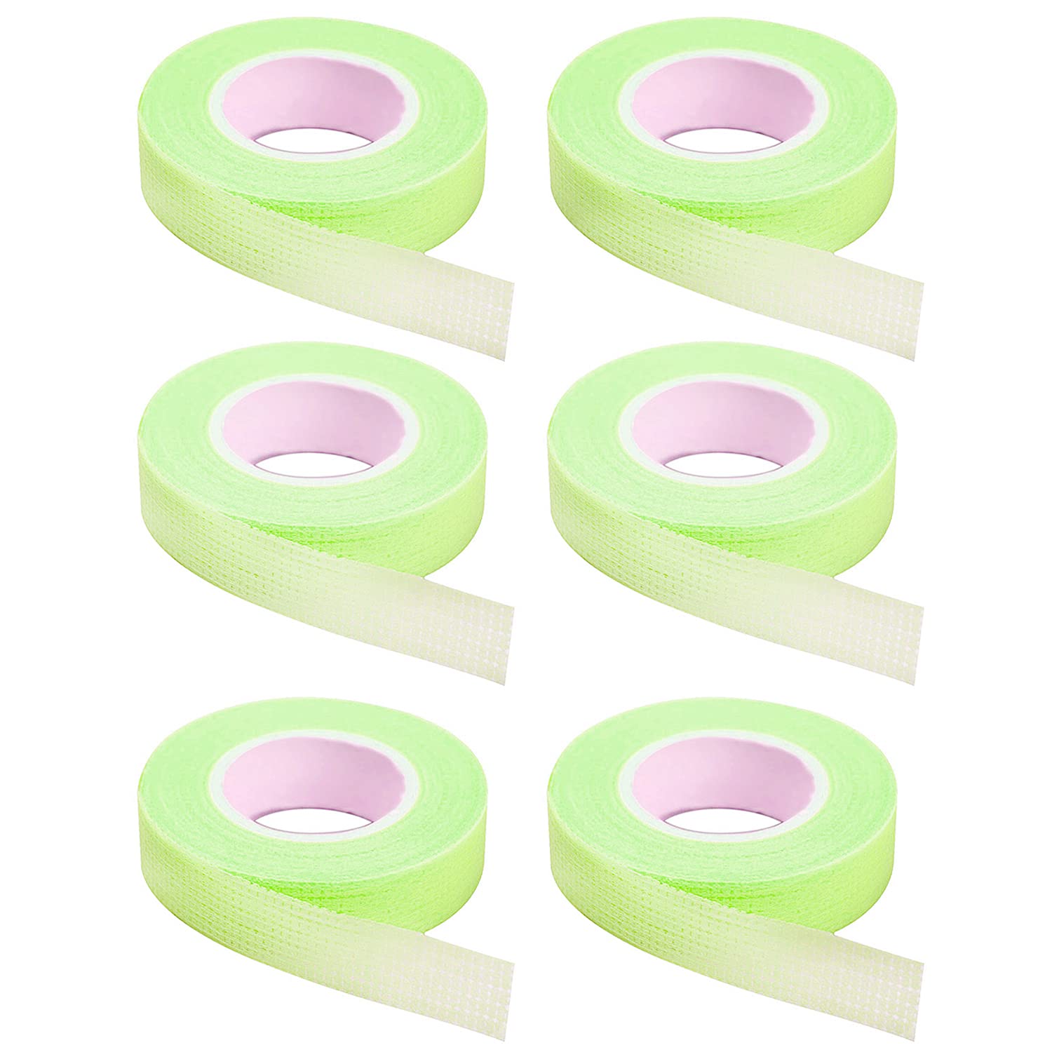 6 Rolls Eyelash Tape, Adhesive Fabric Eyelash Extension Tape, Breathable Micropore Fabric Tape for Eyelash Extension Supplies,9 m/10 Yard Each Roll (Green)