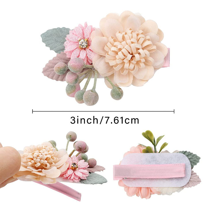 Flower Hair Clip For Girls, 6Pcs Floral Hair Accessories for Baby Toddlers Teen Girl Gifts (Flower Style-A)