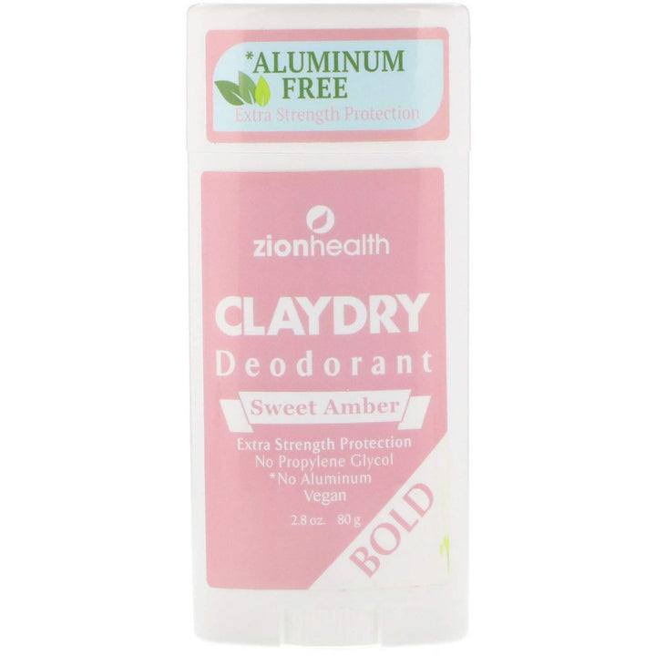 ClayDry Bold Sweet Amber Deodorant Zion Health 2.8 oz Stick
