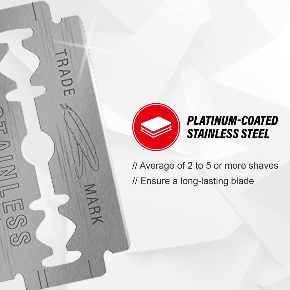 100 FEATHER Hi-Stainless Platinum Double Edge Razor Blades 5's