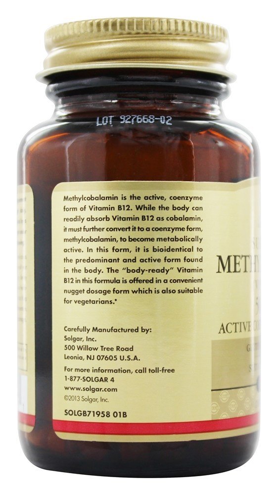 Solgar Methylcobalamin (vitamin B12) 5000 Mcg, 60 Nuggets, 60 Count (Pack of 12)