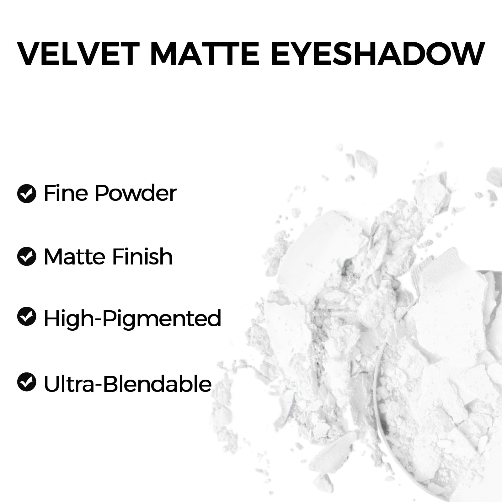 Erinde White Matte Eyeshadow Palette, Single White Pressed Powder Eye Shadow, Ultra-Blendable, Pigmented Color, Long Lasting, Halloween Blood Makeup Base, Cruelty-Free & Vegan