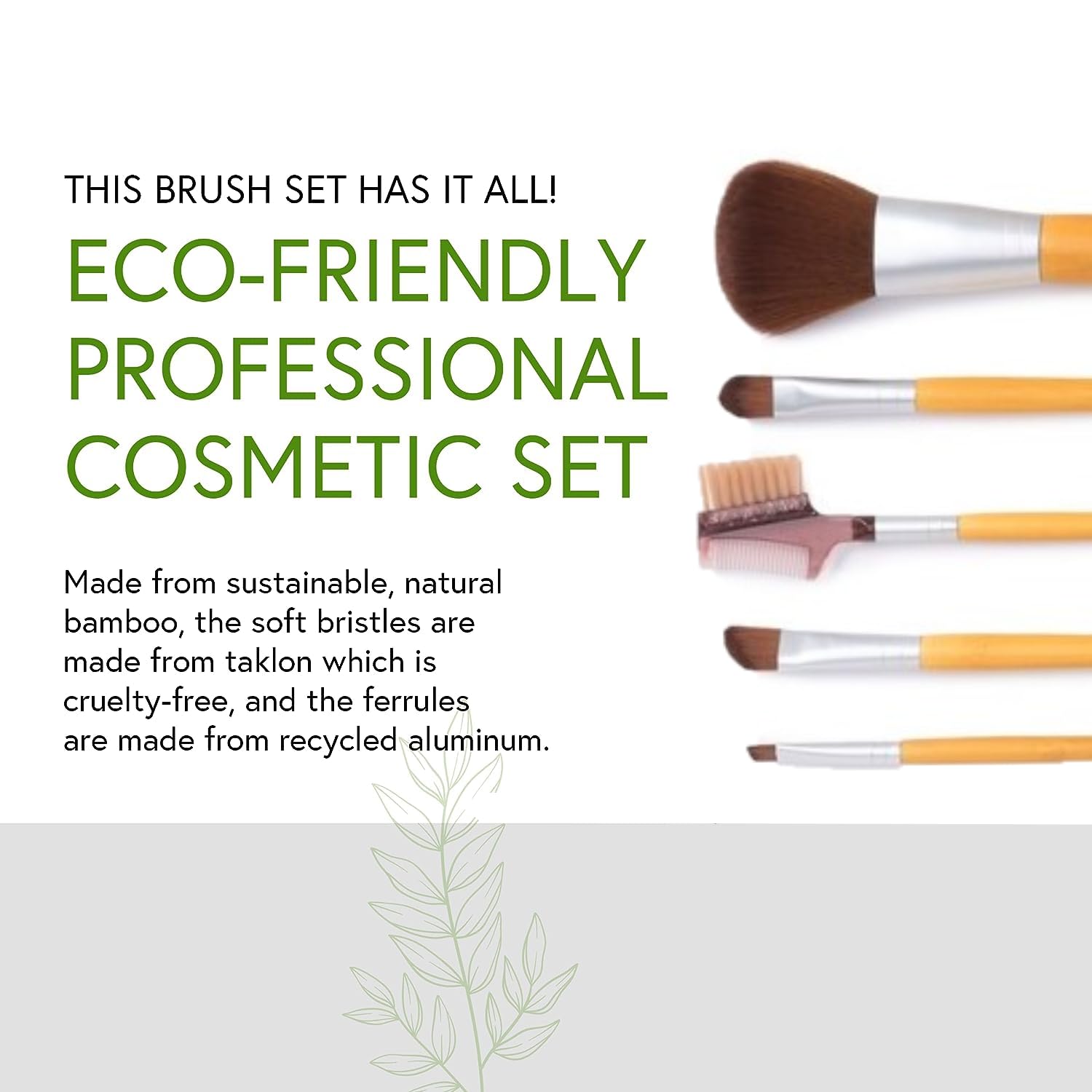 Honeybee Gardens Honeybee Gardens Eco Friendly Professional Cosmetic Brush Set | Cruelty Free | Sustainable Bamboo Handles | Professional Quality