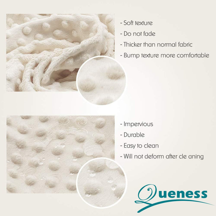 QUENESS Baby Changing Pad Cover, Super Soft Plush Dot Diaper Changing Table Covers for Baby Girls and Boys, Ultra Comfortable, Safe for Babies, Fit 32/34'' x 16 Pad (Beige)