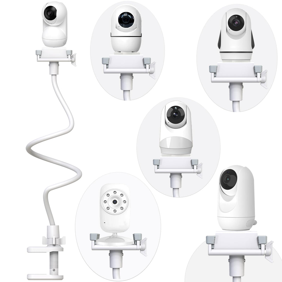 Baby Camera Monitor Mount Flexible Holder Stand Compatible with Momcozy,HelloBaby HB6550/HB65/HB66/HB6560/iFamily,Blemil,GoodBaby,OKAIDI,ANMEATE, Infant Optics Cameras and with 1/4 Baby Cameras Stand