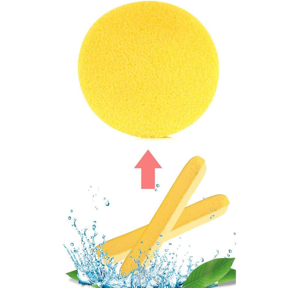 JMT Beauty 60 Pcs, Yellow: Beauty Compressed Facial Sponges 60 Pcs, Facial Cleansing Sponge, Makeup Round Facial Wash Pads Cosmetic Face Exfoliating For Women